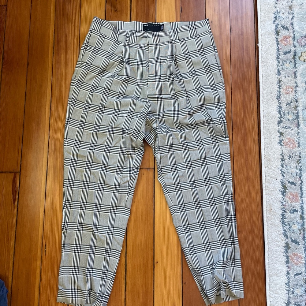 ASOS Beige and Black Plaid Dress Pants